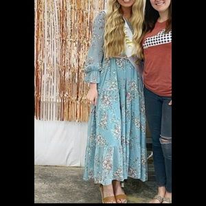 Teal floral maxi dress